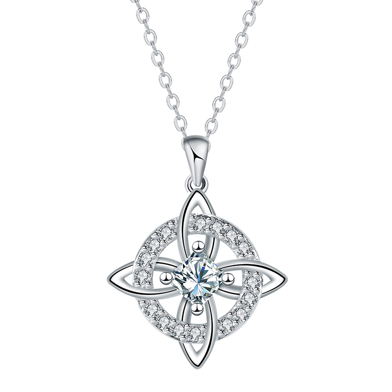 💎Collana con Ciondolo Scintillante per Donna | Nodo Celtico Simbolo di Amore Eterno 💞 | Zircone Cubico Scintillante ✨ | Catena Regolabile 45 + 5 cm 📏 | 12 Mesi e Colori 🎨