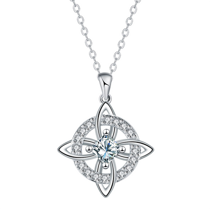 💎Collana con Ciondolo Scintillante per Donna | Nodo Celtico Simbolo di Amore Eterno 💞 | Zircone Cubico Scintillante ✨ | Catena Regolabile 45 + 5 cm 📏 | 12 Mesi e Colori 🎨