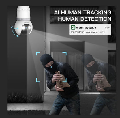 🔥Nuovo modello aggiornato✨ Telecamera di sicurezza a forma di lampadina da 4 MP, wireless 5G e 2,4 GHz, per interni ed esterni, con visione notturna