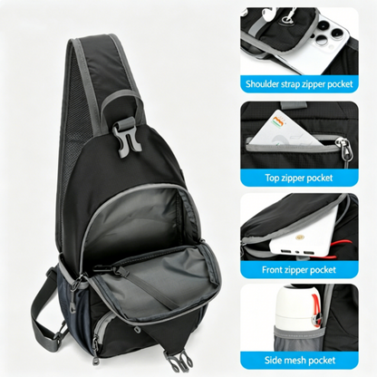 🎒 50% DI SCONTO! ✨ Borsa a tracolla da uomo per attività all'aperto – Molte tasche, resistente all'acqua, parte posteriore traspirante