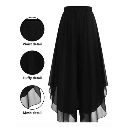 👖 LIMITIERTES ANGEBOT 50% RABATT! 🌸 Damen Chiffon-Hose mit weitem Bein & asymmetrischem Saum – Hose-Rock-Hybrid, Leicht, Elegant ✨