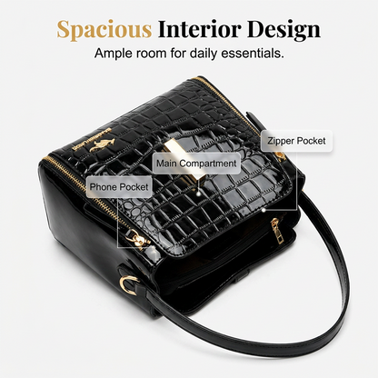 👜 SCONTO DEL 50% PER UN PERIODO LIMITATO! ✨ Borsa da donna con stampa coccodrillo lucida – Strutturata, dettagli dorati, spaziosa ed elegante 💼