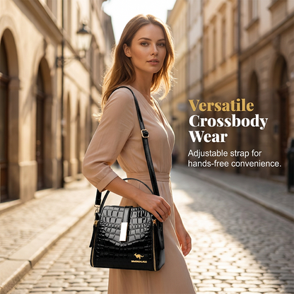 👜 SCONTO DEL 50% PER UN PERIODO LIMITATO! ✨ Borsa da donna con stampa coccodrillo lucida – Strutturata, dettagli dorati, spaziosa ed elegante 💼