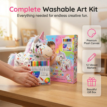 🦄 Crea il tuo unicorno di peluche – kit fai da te per colorare!