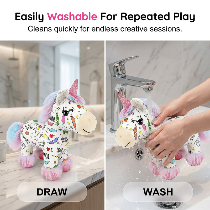 🦄 Crea il tuo unicorno di peluche – kit fai da te per colorare!