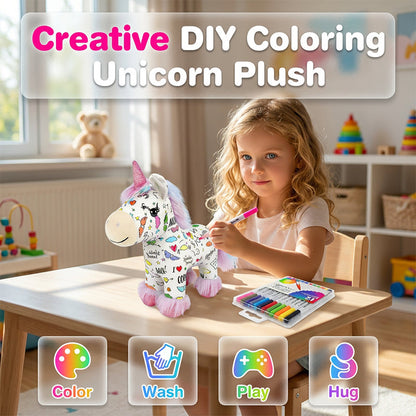 🦄 Crea il tuo unicorno di peluche – kit fai da te per colorare!