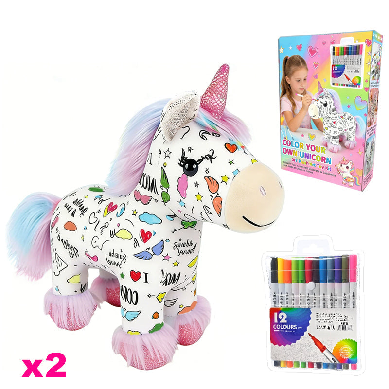 🦄 Crea il tuo unicorno di peluche – kit fai da te per colorare!