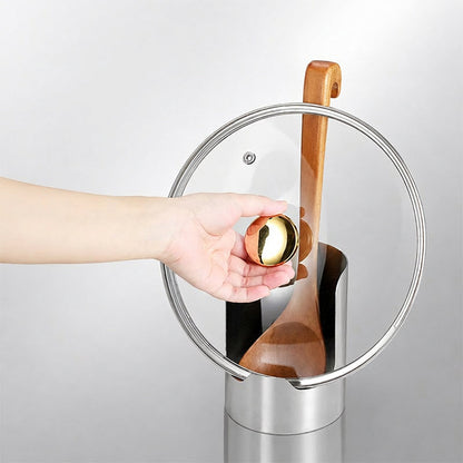 Portautensili da cucina multifunzionale 🍳🥄💧 In acciaio inox spessorato, conserva verticalmente coperchi e utensili, si lava facilmente e mantiene il piano cucina pulito durante la cottura.