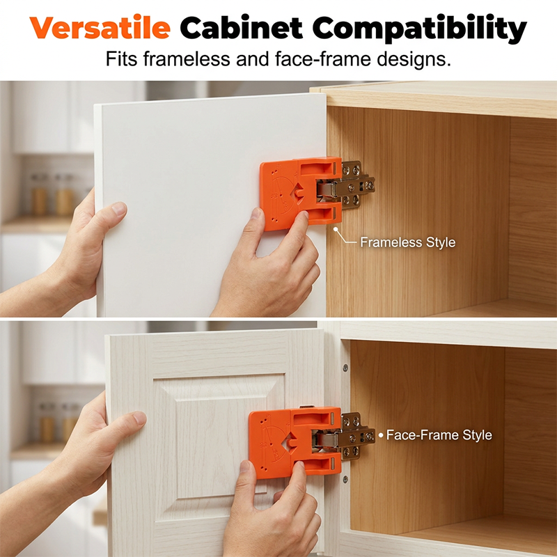 Dima per l'installazione delle cerniere 🧲📏🏠Fissaggio magnetico, Guide di misura integrate. Questa dima consente un posizionamento preciso dei fori per cerniere 35 mm, riducendo errori e pannelli rovinati durante i tuoi progetti di falegnameria.