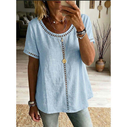 Top casual da donna in stile bohémien con lavorazione traforata