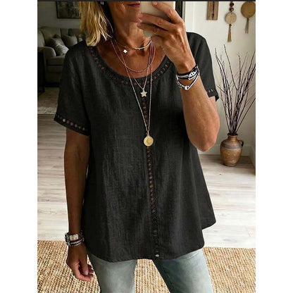 Top casual da donna in stile bohémien con lavorazione traforata