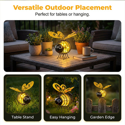 🐝 Enfeite Solar de Jardim em Metal – Decoração Criativa com Luz Quente e Design Encantador para Área Externa
