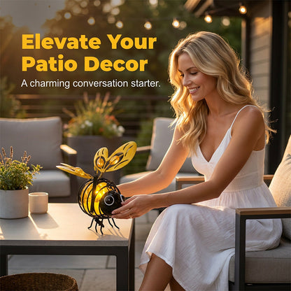 🐝 Enfeite Solar de Jardim em Metal – Decoração Criativa com Luz Quente e Design Encantador para Área Externa