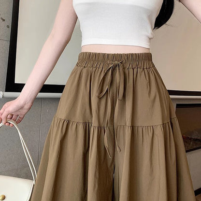 🏃Gonna Pantaloni Donna Vita Alta a Gamba Larga con Volant Culottes
