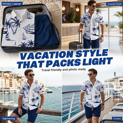 Set da 2 pezzi per uomo con camicia e shorts stampati