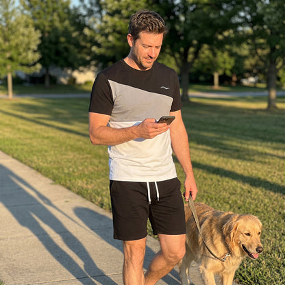 Set da uomo con t-shirt color-block e pantaloncini