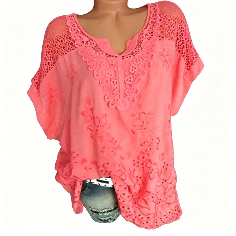 👗✨🌸OFFERTA SPECIALE – 50% OFF €26.99 · Camicetta con scollo a V e ricami in pizzo✨