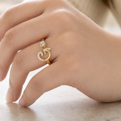 Anello regolabile con iniziale brillante per donna