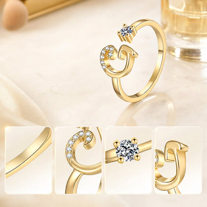 Anello regolabile con iniziale brillante per donna
