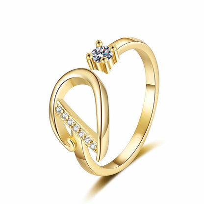 Anello regolabile con iniziale brillante per donna