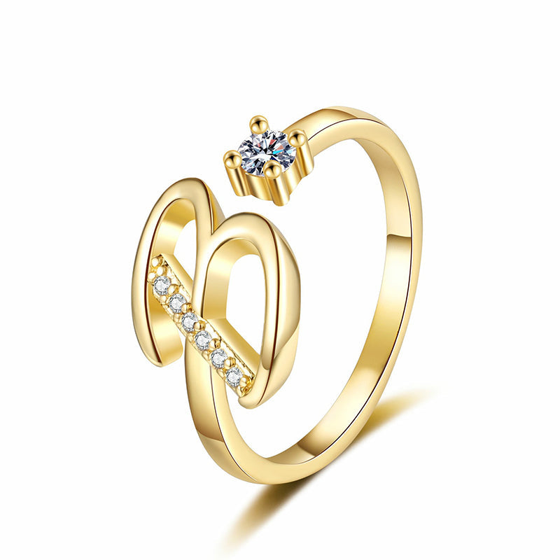 Anello regolabile con iniziale brillante per donna