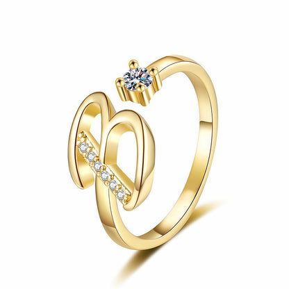 Anello regolabile con iniziale brillante per donna