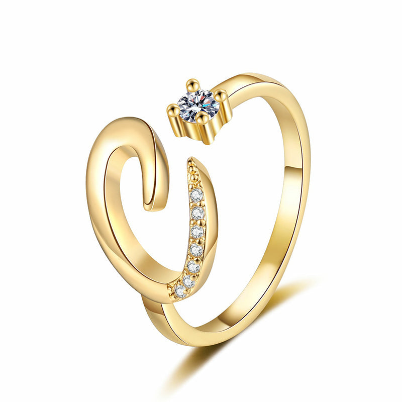 Anello regolabile con iniziale brillante per donna