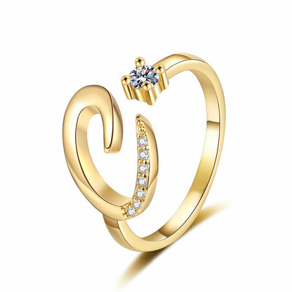 Anello regolabile con iniziale brillante per donna