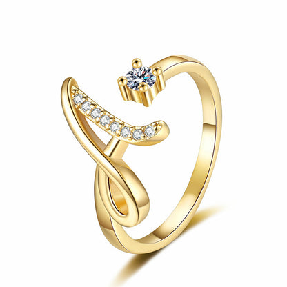 Anello regolabile con iniziale brillante per donna