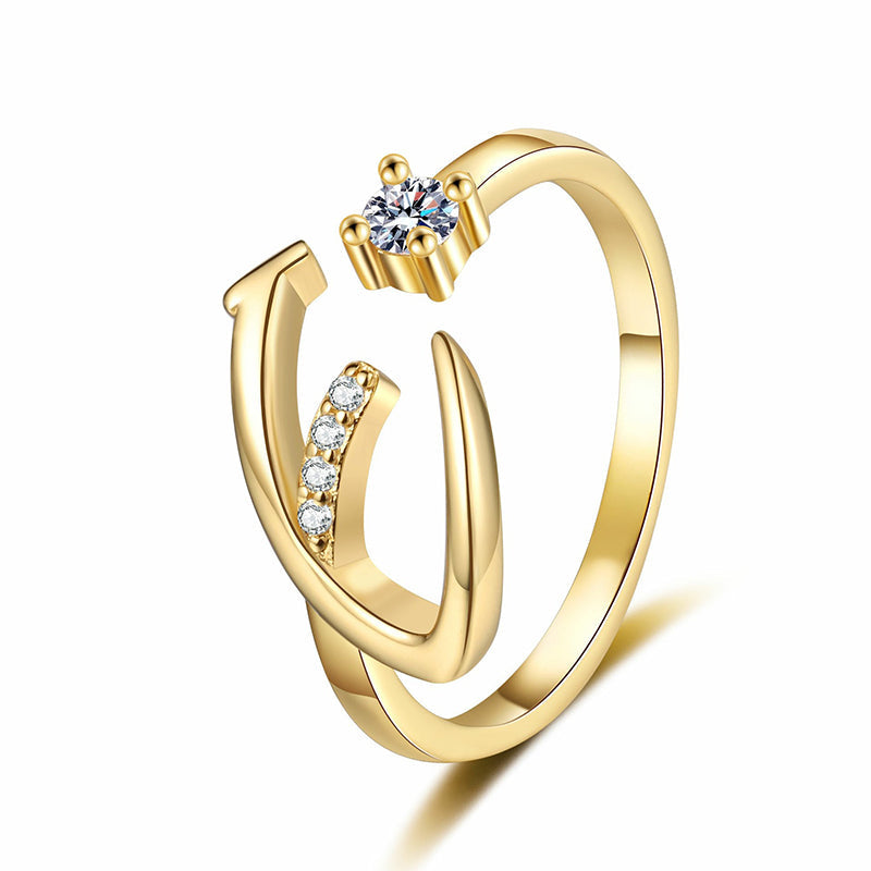 Anello regolabile con iniziale brillante per donna