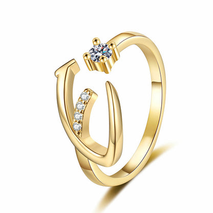 Anello regolabile con iniziale brillante per donna