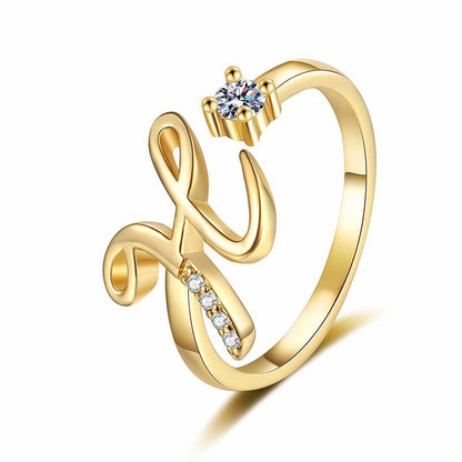 Anello regolabile con iniziale brillante per donna