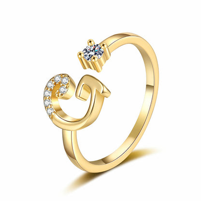 Anello regolabile con iniziale brillante per donna