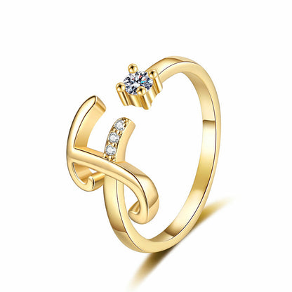 Anello regolabile con iniziale brillante per donna