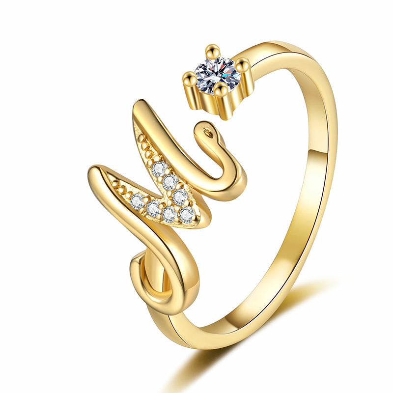 Anello regolabile con iniziale brillante per donna