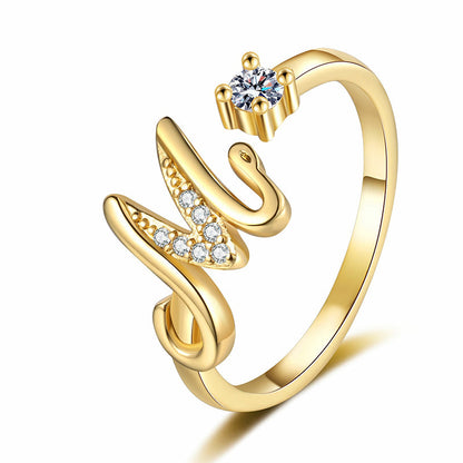 Anello regolabile con iniziale brillante per donna
