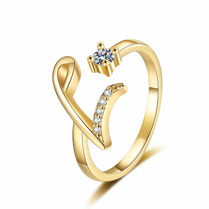 Anello regolabile con iniziale brillante per donna