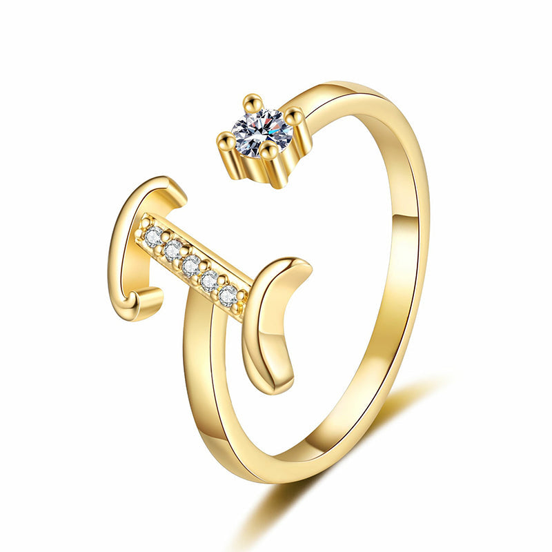 Anello regolabile con iniziale brillante per donna