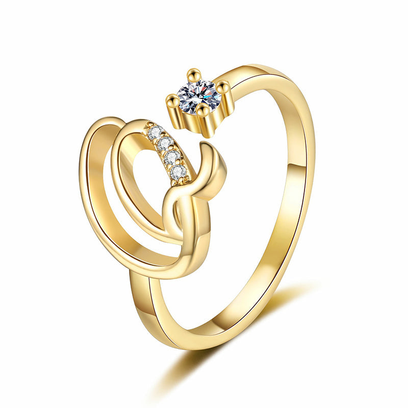 Anello regolabile con iniziale brillante per donna