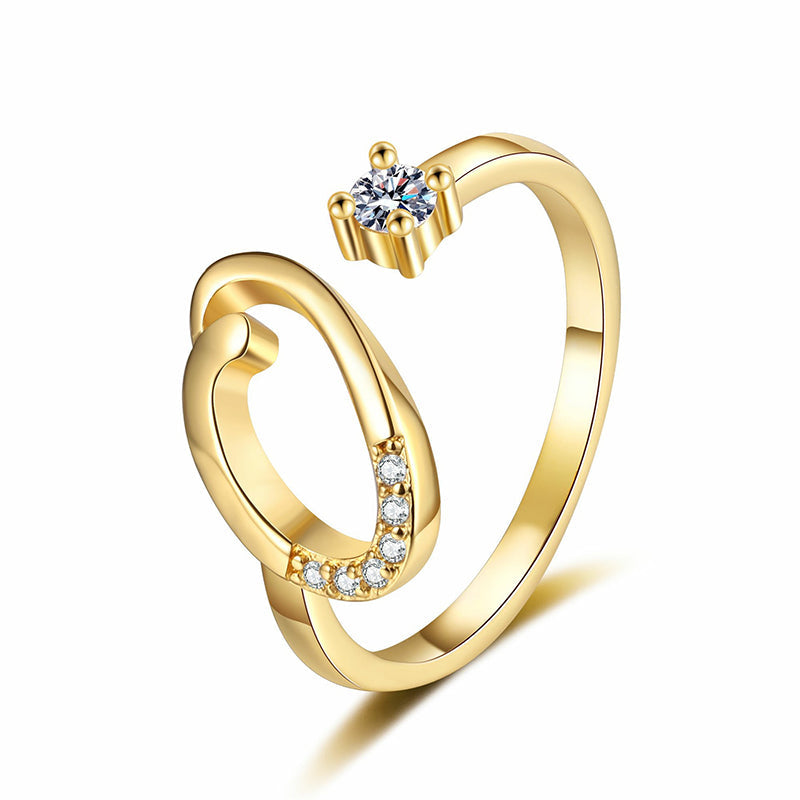 Anello regolabile con iniziale brillante per donna