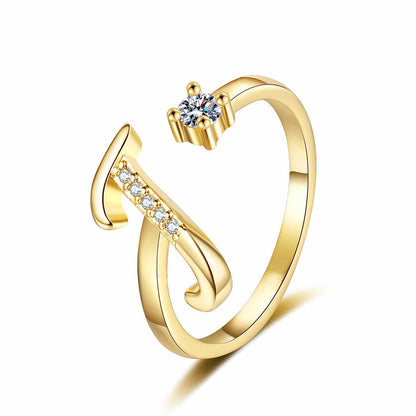 Anello regolabile con iniziale brillante per donna