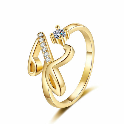 Anello regolabile con iniziale brillante per donna
