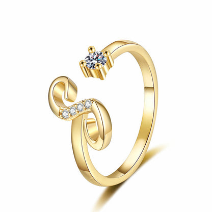 Anello regolabile con iniziale brillante per donna