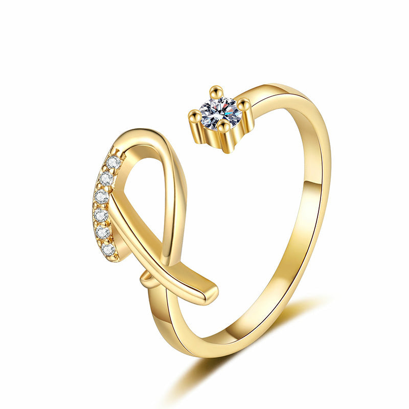 Anello regolabile con iniziale brillante per donna