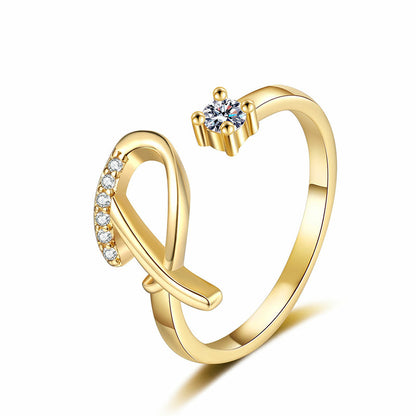 Anello regolabile con iniziale brillante per donna