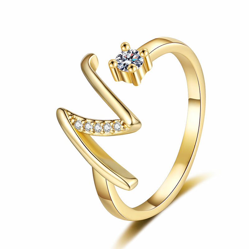 Anello regolabile con iniziale brillante per donna