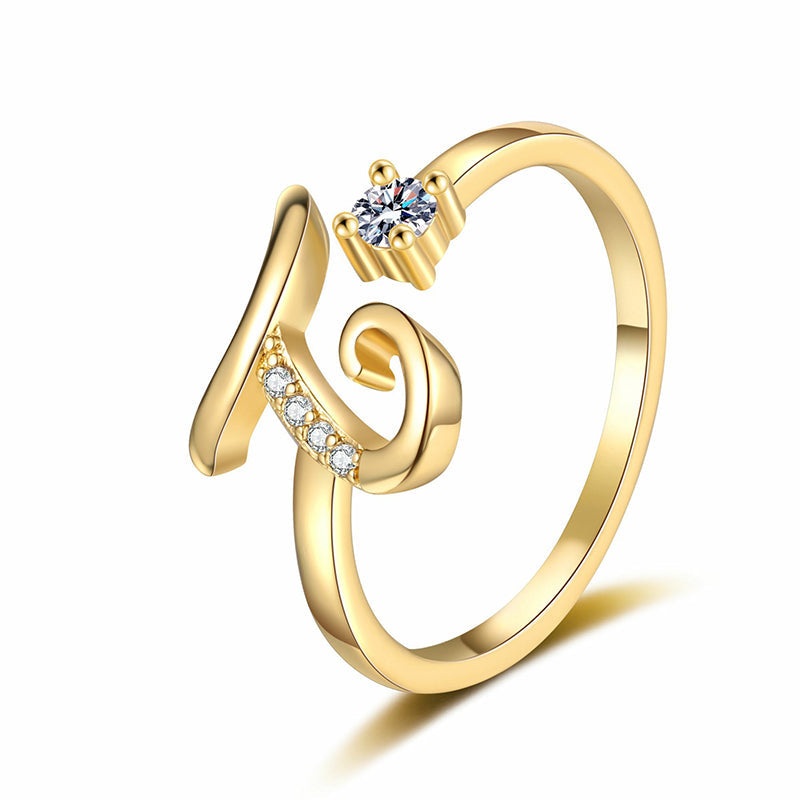 Anello regolabile con iniziale brillante per donna