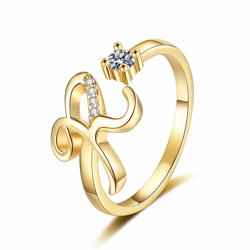 Anello regolabile con iniziale brillante per donna