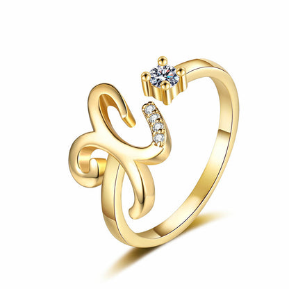 Anello regolabile con iniziale brillante per donna