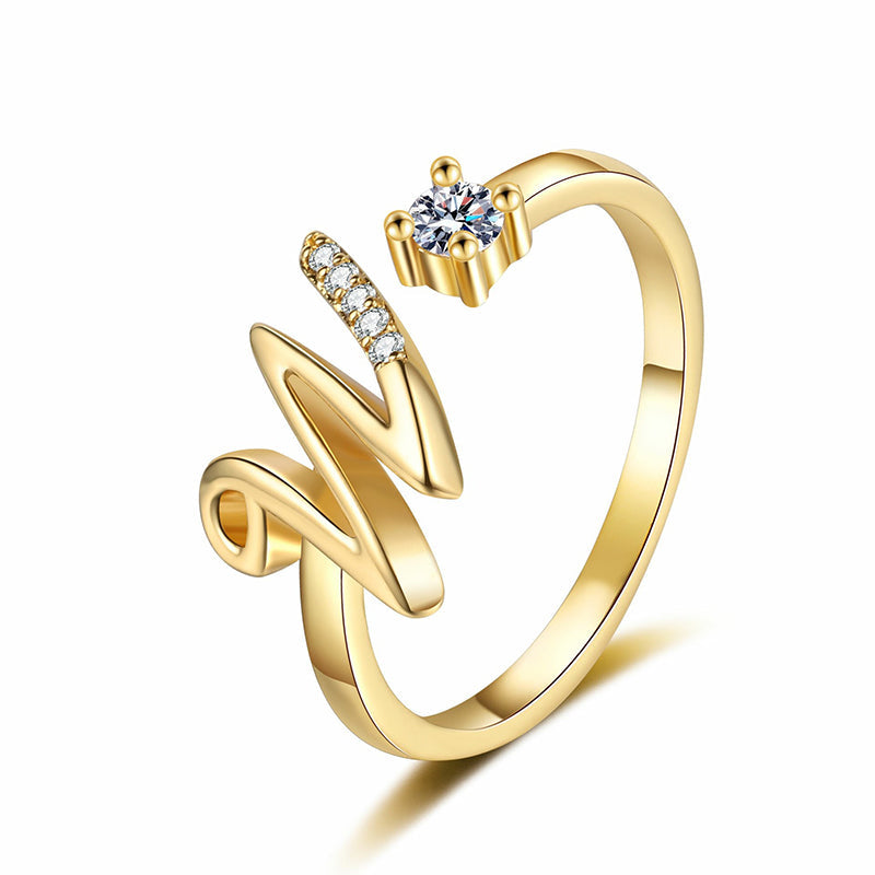 Anello regolabile con iniziale brillante per donna